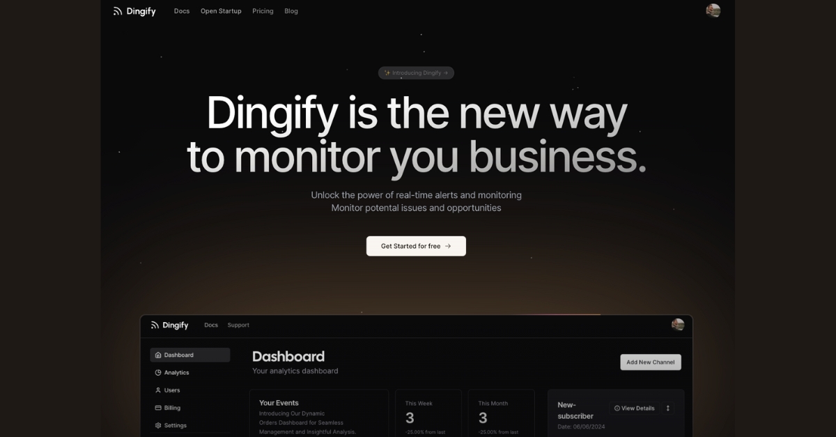 Screenshot of Dingify website